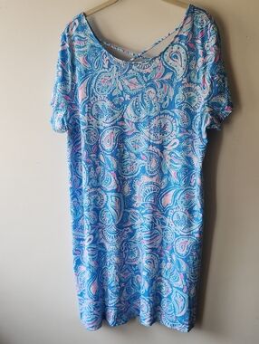 LILLY PULITZER Kimi Knit Dress Zanzibar Blue FISH KISS, Size XXL